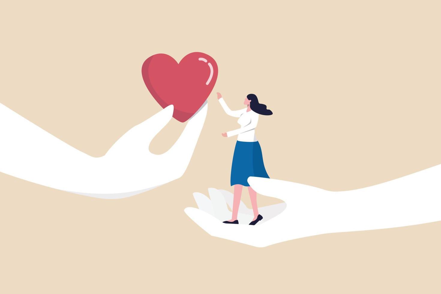 empathy-or-sympathy person holding red heart and a woman drawing